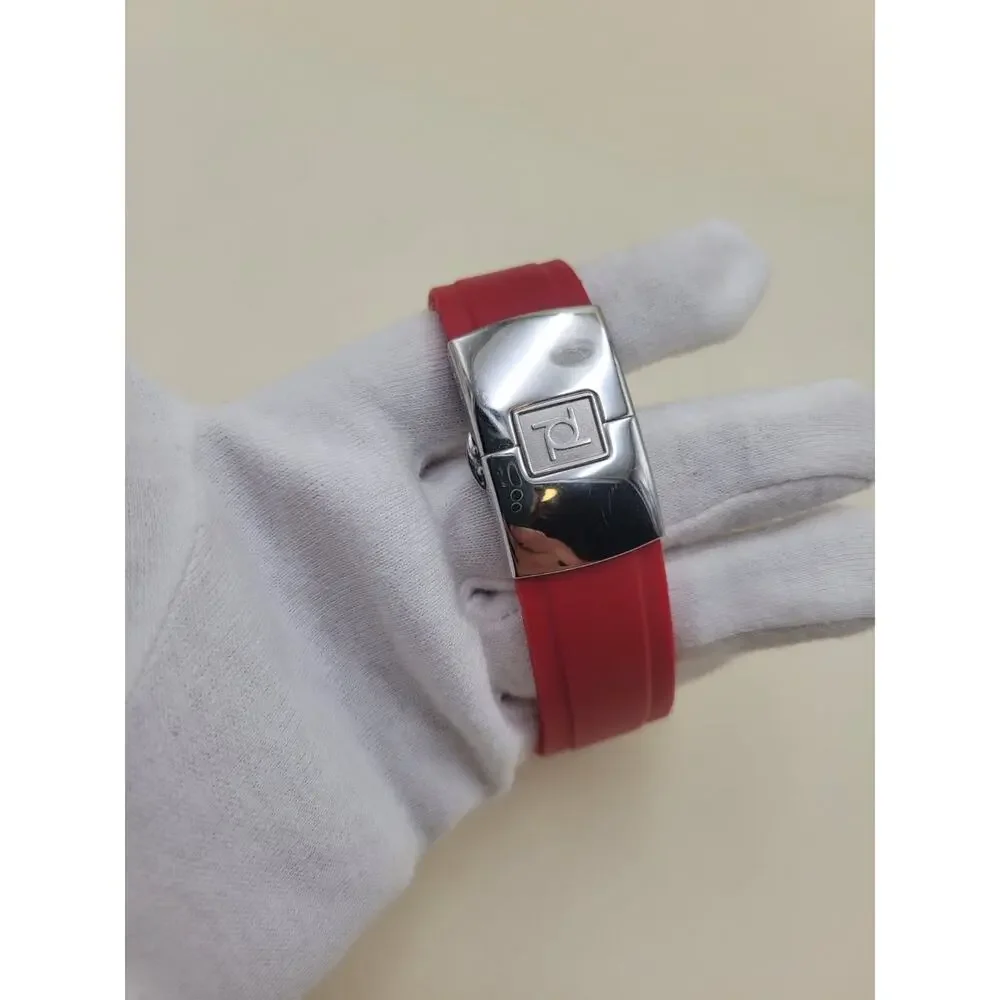 Officina Del Tempo OT1029 Wristwatch Stainless Steel Red Rubber Strap Modern